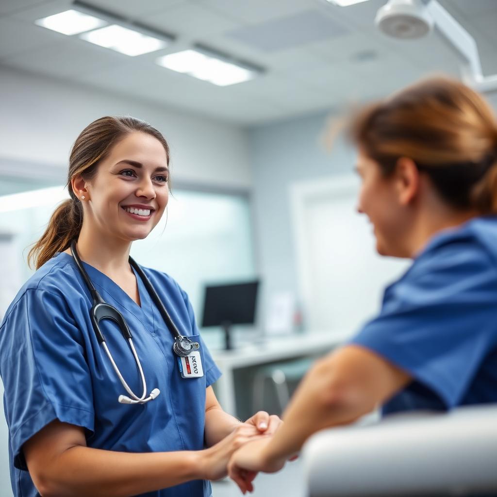A nurse attending to a patient